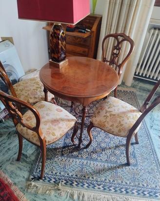 tavolo e 4 sedie '900 antiquariato liberty