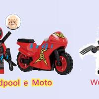 DEADPOOL motocycle WOLVERINE minifigure tipo Lego