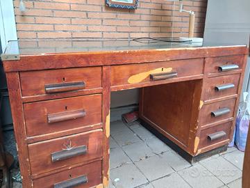 scrivania classica ministeriale 1950 legno massell