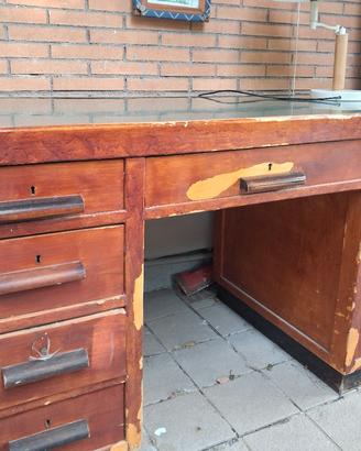 scrivania classica ministeriale 1950 legno massell