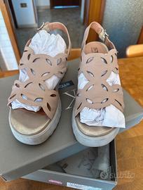 Sandali StoneFly in pelle con zeppa n. 39