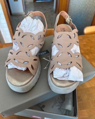 Sandali StoneFly in pelle con zeppa n. 39