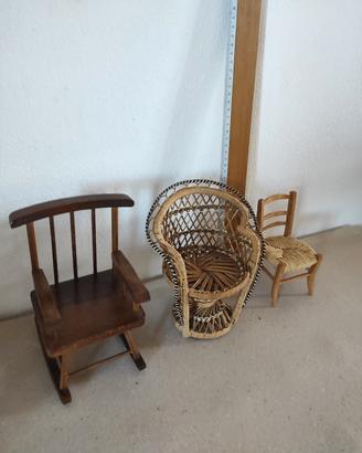 3 Sedie per bambole - Vintage 