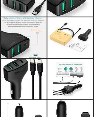 Caricatore Auto AUKEY USB-C QuickCharge3.0 AiPower