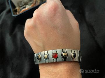 Bracciale fascia estensibile acciaio con pietre