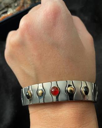 Bracciale fascia estensibile acciaio con pietre