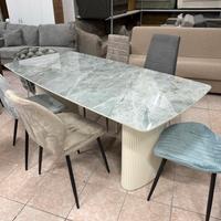 TAVOLO HARPER IN VETROCERAMICA MARMORIZZATA GRIGIA