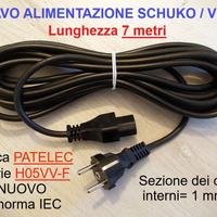 CAVO ALIMENTAZIONE 7 METRI STANDARD IEC SCHUKO VDE