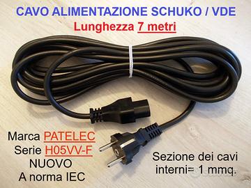 CAVO ALIMENTAZIONE 7 METRI STANDARD IEC SCHUKO VDE