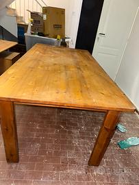 Tavolo + 2 panche in abete (legno massello)