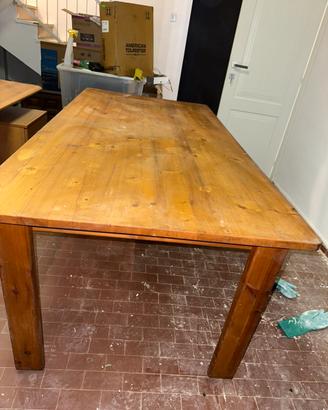 Tavolo + 2 panche in abete (legno massello)