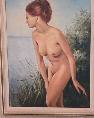 Quadro nudo femminile vintage anni ’70 – dipinto a