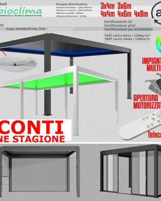 Pergola bioclimatica per ECOBONUS motorizzata LED