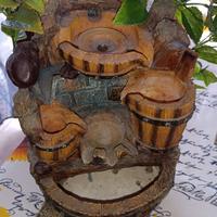 Fontana zen a cascata con luce