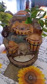 Fontana zen a cascata con luce