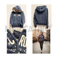 FELPA D ABERCROMBIE BLU CAPPUCCIO INT TEDDY BIANCO