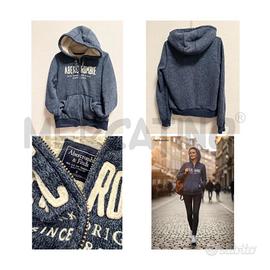 FELPA D ABERCROMBIE BLU CAPPUCCIO INT TEDDY BIANCO