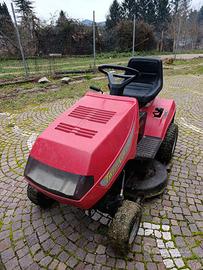 Trattorino tagliaerba con cesto di raccolta