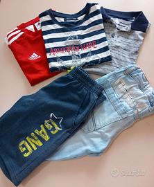 SET bimbo 7-8 anni 5 pezzi: 3 t-shirt, 2 pantaloni