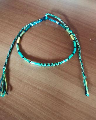 Treccina collana in cotone realizzata a mano