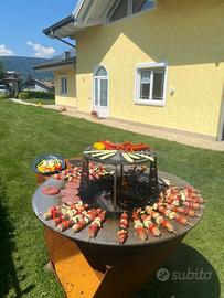 Barbecue, BBQ in corten, piano cottura 110cm x 8mm