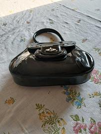 Borsa a mano Vintage Anni 60 Vera Pelle Nera Lucid