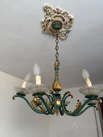 Lampadario anni '50 a sei bracci Art Déco