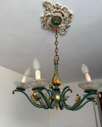 Lampadario anni '50 a sei bracci Art Déco