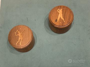 Coppia di scatole vintage in legno