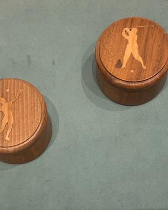 Coppia di scatole vintage in legno