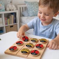 🐞🐝 Tris Artigianale in Legno – Coccinelle e Api