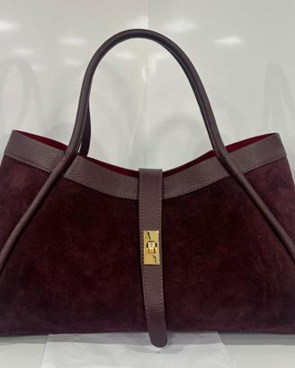 Borsa in vera pelle scamosciata