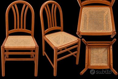 5 sedie vintage in legno curvato paglia di Vienna