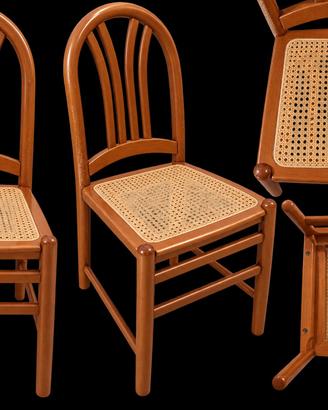 5 sedie vintage in legno curvato paglia di Vienna