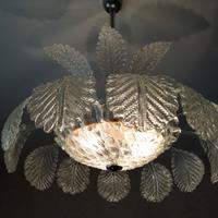 Lampadario con foglie in vetro Murano