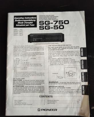 libretto istruzioni Pioneer SG-750