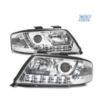 FARI AUDI A6 4B 97-99 LUCE DIURNA FONDO CROMATO