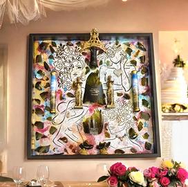 Quadro Mosaico 3D Dom Pérignon explosion bottle