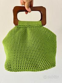 Borsa all'uncinetto in cordino verde