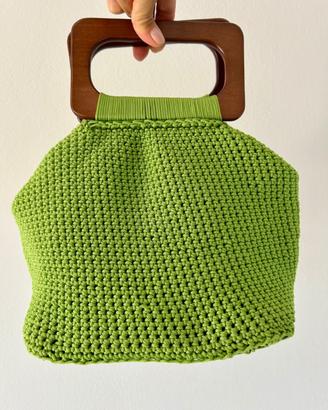 Borsa all'uncinetto in cordino verde