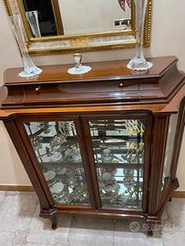 Mobile a vetrina in legno pregiato più specchio