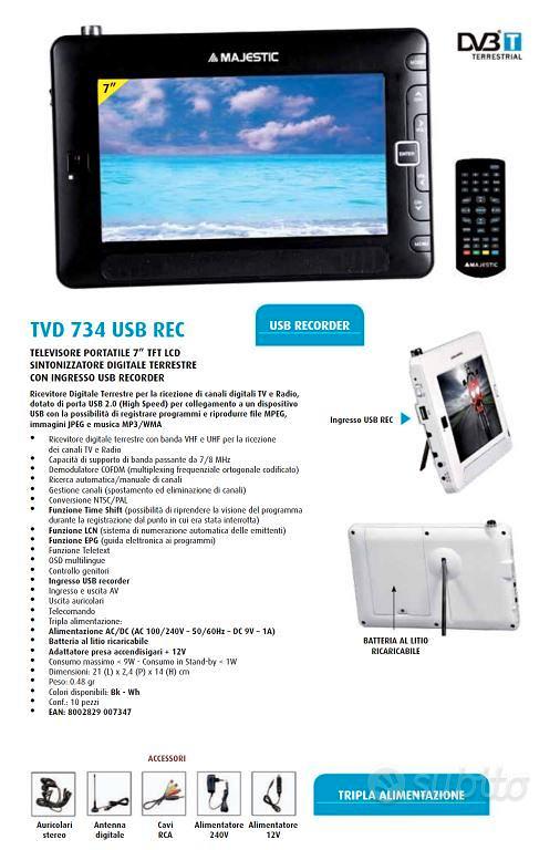 Majestic tvd934n tv portatile 9 televisore ricaricabile ingresso usb sd  rec, Prezzi e Offerte