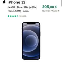 📱 iPhone 12 Nero 64GB ricondizionato Refurbed