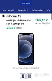 📱 iPhone 12 Nero 64GB ricondizionato Refurbed