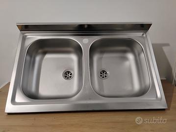 Lavandino doppia vasca 80x50 acciai inox