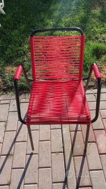 Sedia da bar Rossa in corda Nylon anni 60 