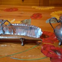 Zuccheriera e porta grissini in peltro