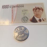 Banconota da 1000 scudi + moneta da 10 leghe