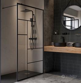 Walk-in vetro doccia 120 cm profili nero 8 mm