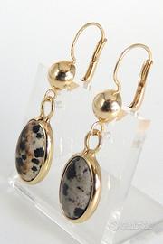 Orecchini in oro 18 kt con diaspro dalmata